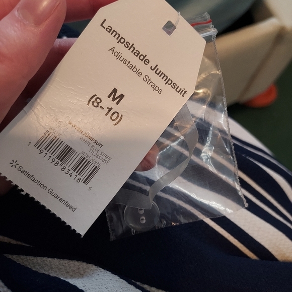 Time And Tru Blue/White Stripped Jumpsuit NWT Size Medium - Picture 6 of 8